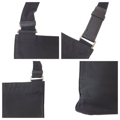 PRADA Shoulder Bag Nylon Black SilverMetal Test Triangle With logo