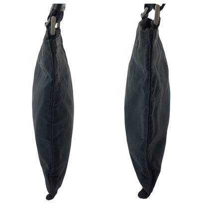 PRADA Shoulder Bag Nylon Black SilverMetal Test Triangle With logo