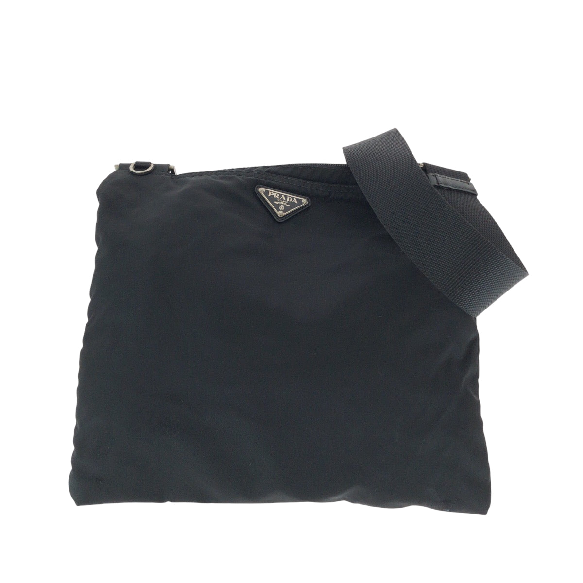 PRADA Shoulder Bag Nylon Black SilverMetal Test Triangle With logo