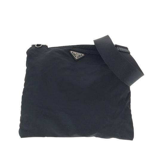PRADA Shoulder Bag Nylon Black SilverMetal Test Triangle With logo
