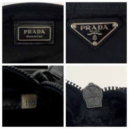 PRADA Shoulder Bag Nylon Black SilverMetal Test Triangle With logo