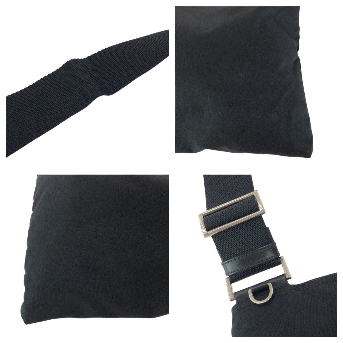 PRADA Shoulder Bag Nylon Black SilverMetal Test Triangle With logo