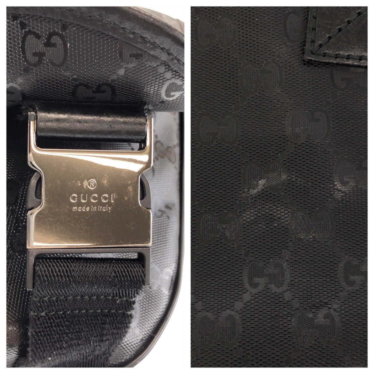 GUCCI Shoulder Bag PVC black GG implementation