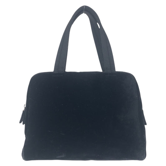 PRADA Handbag Velor Black SilverMetal Triangle With logo