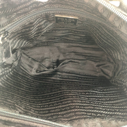 PRADA Handbag Velor Black SilverMetal Triangle With logo