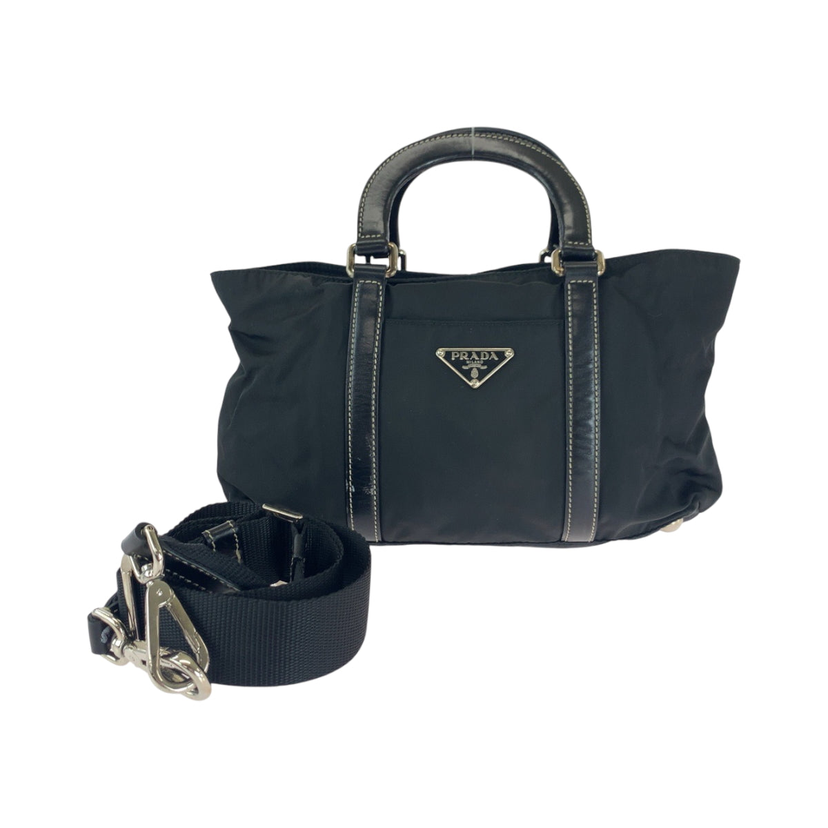 PRADA Shoulder Bag BN1052 Nylon Black SilverMetal Test Triangle With logo