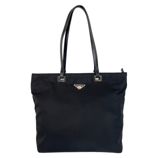 PRADA Tote Bag Nylon Black SilverMetal Test Triangle With logo