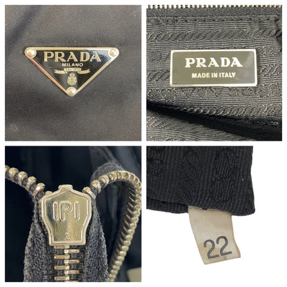 PRADA Tote Bag Nylon Black SilverMetal Test Triangle With logo