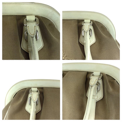 PRADA Handbag canvas Brown Logo jacquard