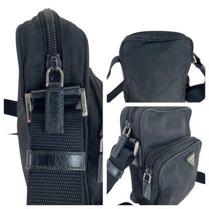 PRADA Shoulder Bag BT0169 Nylon Black SilverMetal Test Triangle With logo