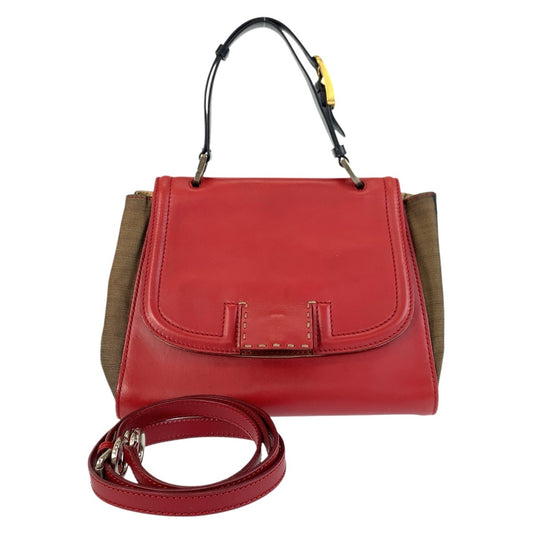 FENDI Handbag leather Red brown Pecan Silvana
