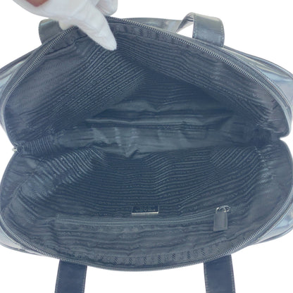 PRADA Tote Bag Nylon Black SilverMetal Test Triangle With logo