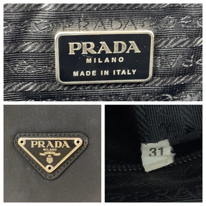 PRADA Tote Bag Nylon Black SilverMetal Test Triangle With logo