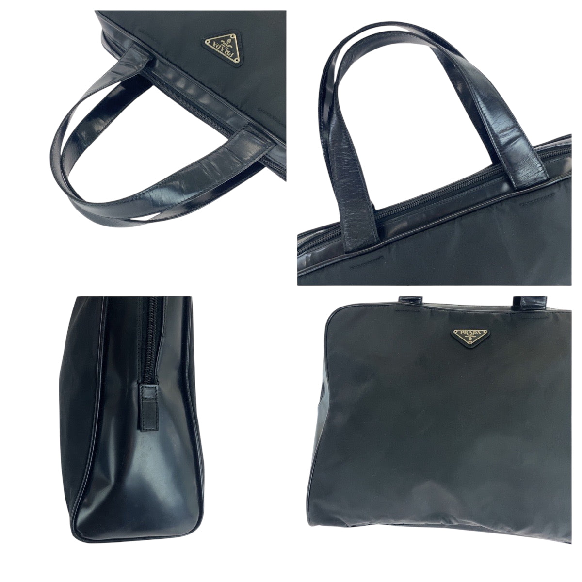 PRADA Tote Bag Nylon Black SilverMetal Test Triangle With logo