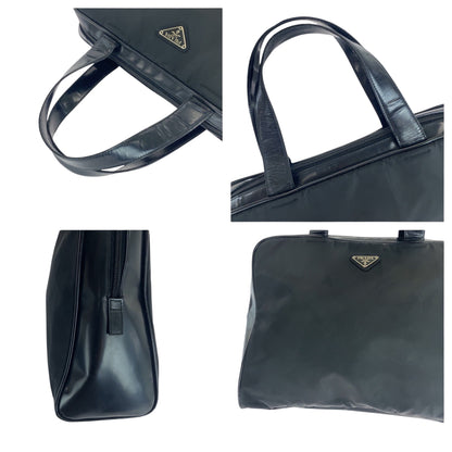 PRADA Tote Bag Nylon Black SilverMetal Test Triangle With logo