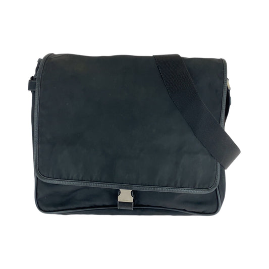 PRADA Shoulder Bag V166 Nylon Black SilverMetal Test Triangle With logo