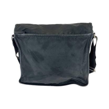 PRADA Shoulder Bag V166 Nylon Black SilverMetal Test Triangle With logo