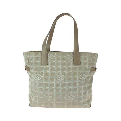 CHANEL Tote Bag Nylon Pink Beige Gold Metal New travel line GM COCO Mark