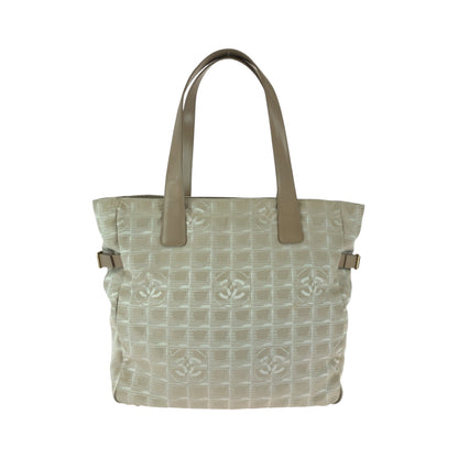 CHANEL Tote Bag Nylon Pink Beige Gold Metal New travel line GM COCO Mark