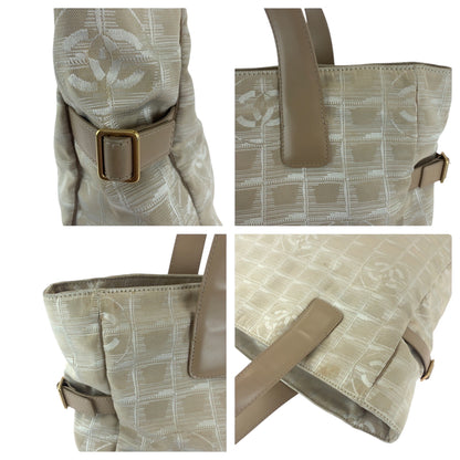CHANEL Tote Bag Nylon Pink Beige Gold Metal New travel line GM COCO Mark
