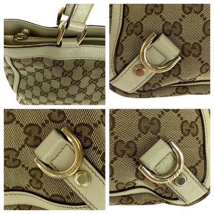 GUCCI Tote Bag 170004 GG canvas Beige Ivory Gold Metal