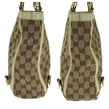 GUCCI Tote Bag 170004 GG canvas Beige Ivory Gold Metal