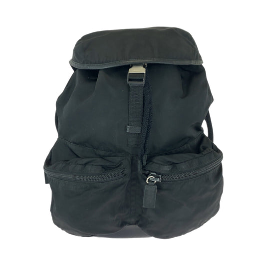 PRADA Backpack V164 Nylon Black SilverMetal Test Triangle With logo