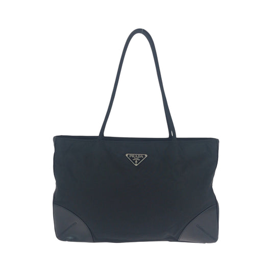 PRADA Tote Bag BN0686 Nylon Black SilverMetal Test Triangle With logo