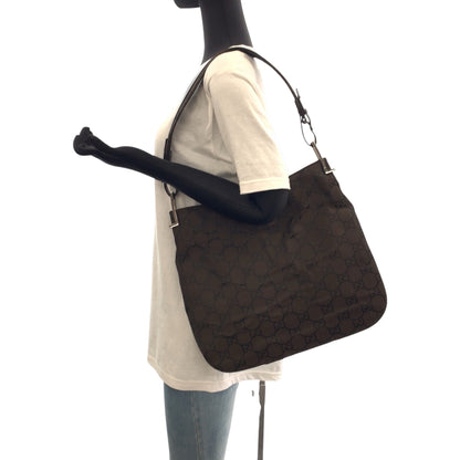 GUCCI Shoulder Bag 001 3166 Nylon Dark Brown SilverMetal