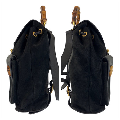 GUCCI Backpack 003 2058 0016 Suede Black GoldMetal Bamboo