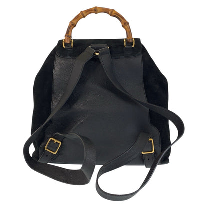 GUCCI Backpack 003 2058 0016 Suede Black GoldMetal Bamboo