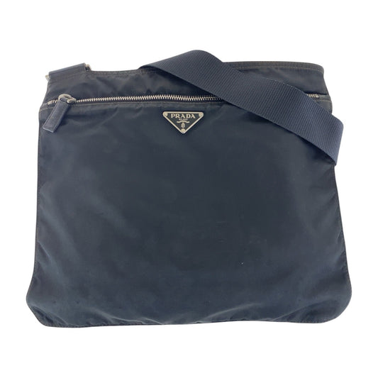PRADA Shoulder Bag 45 Nylon Black SilverMetal Test Triangle With logo