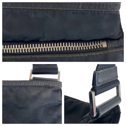 PRADA Shoulder Bag 45 Nylon Black SilverMetal Test Triangle With logo