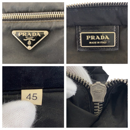 PRADA Shoulder Bag 45 Nylon Black SilverMetal Test Triangle With logo