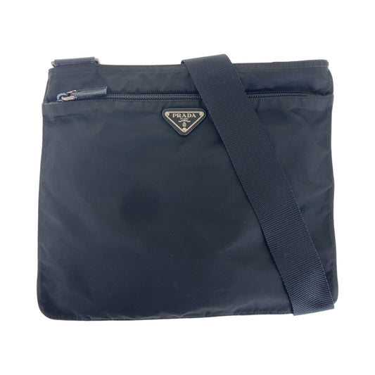 PRADA Shoulder Bag Nylon Black SilverMetal Test Triangle With logo