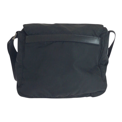 PRADA Shoulder Bag Nylon Black SilverMetal Test Triangle With logo