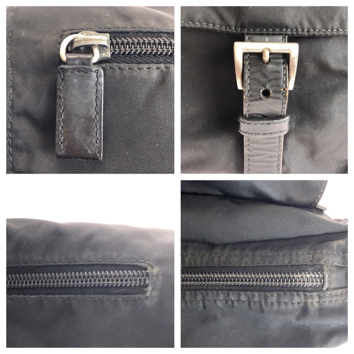 PRADA Shoulder Bag Nylon Black SilverMetal Test Triangle With logo