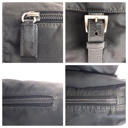 PRADA Shoulder Bag Nylon Black SilverMetal Test Triangle With logo