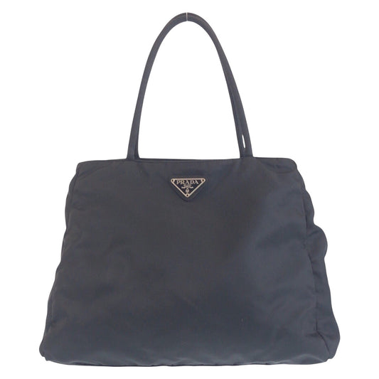 PRADA Tote Bag Nylon Black SilverMetal Test Triangle With logo