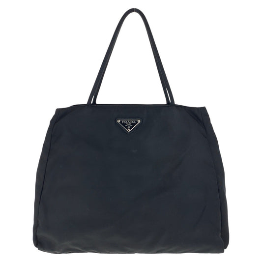 PRADA Tote Bag Nylon Black SilverMetal Test Triangle With logo