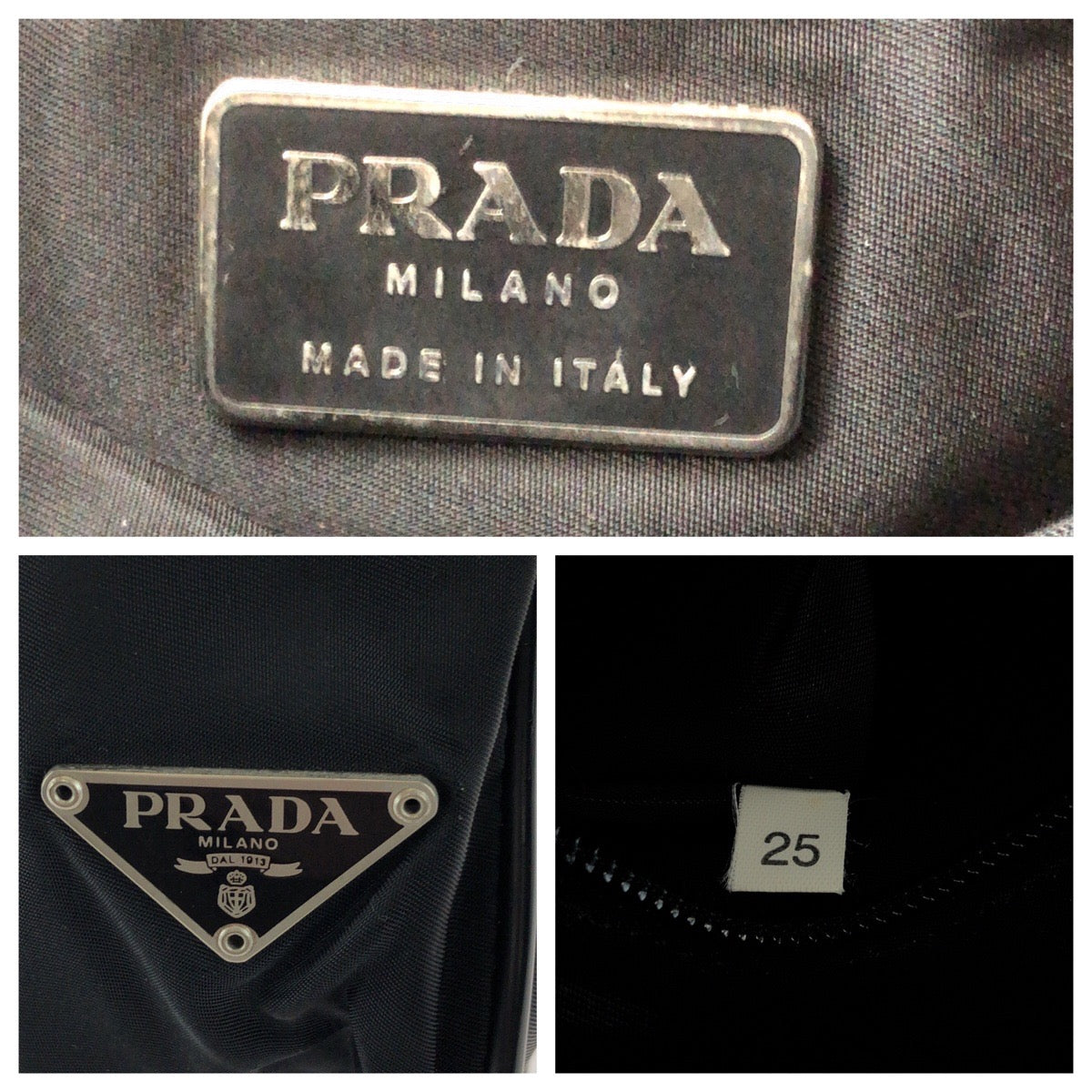 PRADA Shoulder Bag Nylon Black SilverMetal Test Triangle With logo