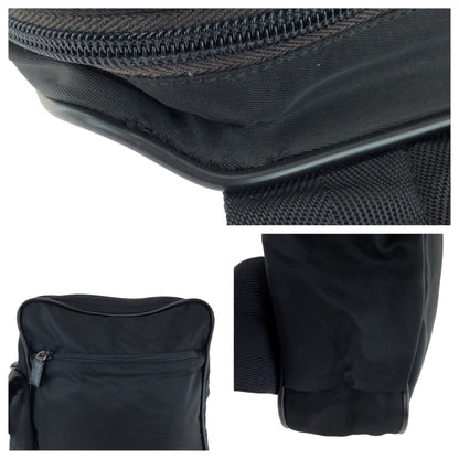 PRADA Shoulder Bag Nylon Black SilverMetal Test Triangle With logo