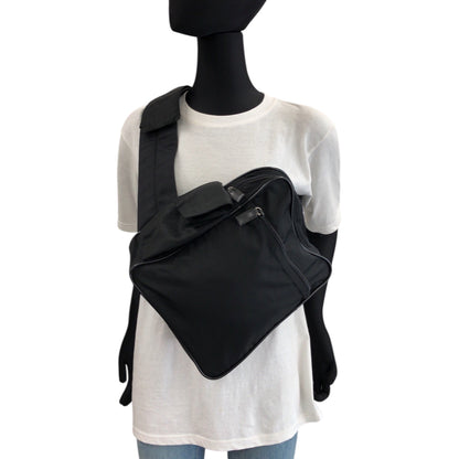 PRADA Shoulder Bag Nylon Black SilverMetal Test Triangle With logo