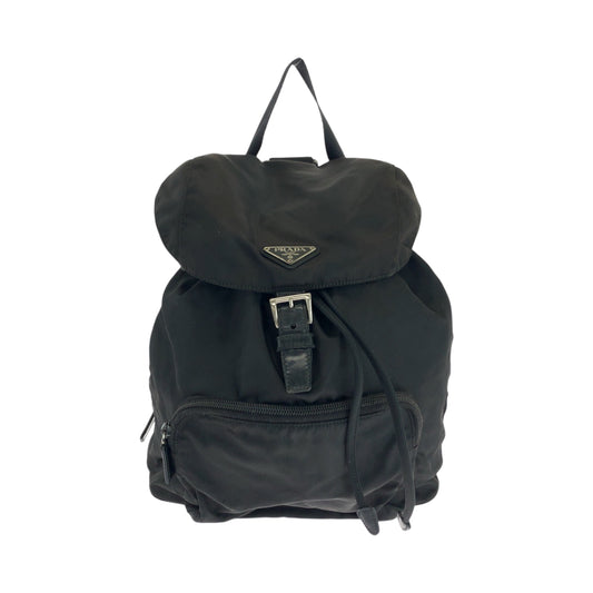 PRADA Backpack Nylon Black SilverMetal Test Triangle With logo