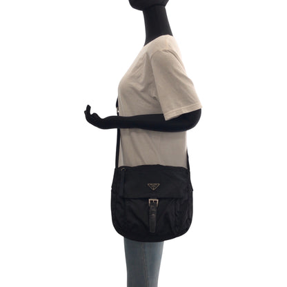 PRADA Shoulder Bag BT8994 Nylon Black SilverMetal Test Triangle With logo