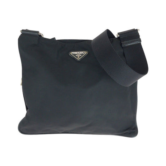 PRADA Shoulder Bag Nylon Black SilverMetal Test Triangle With logo