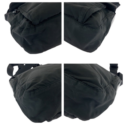 PRADA Shoulder Bag Nylon Black SilverMetal Test Triangle With logo