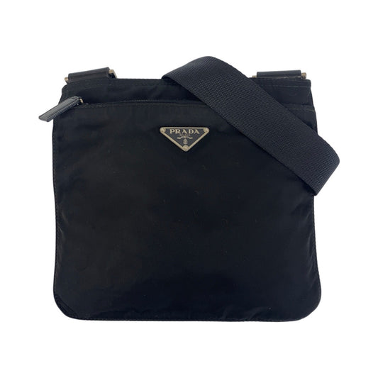PRADA Shoulder Bag Nylon Black SilverMetal Test Triangle With logo