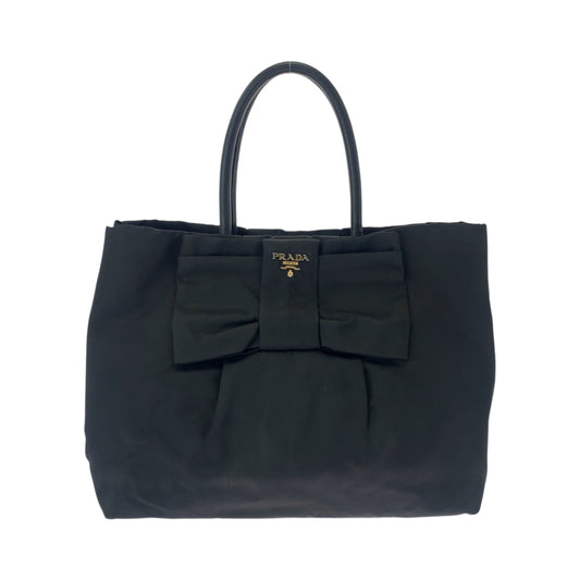 PRADA Tote Bag BN1601 Nylon Black GoldMetal Test logo ribbon