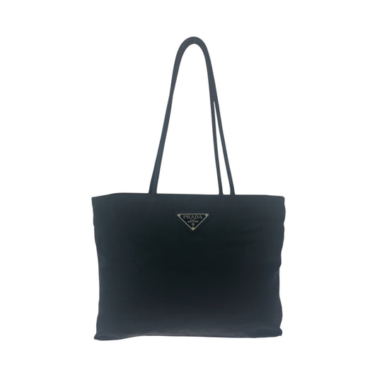 PRADA Tote Bag Nylon Black SilverMetal Test Triangle With logo